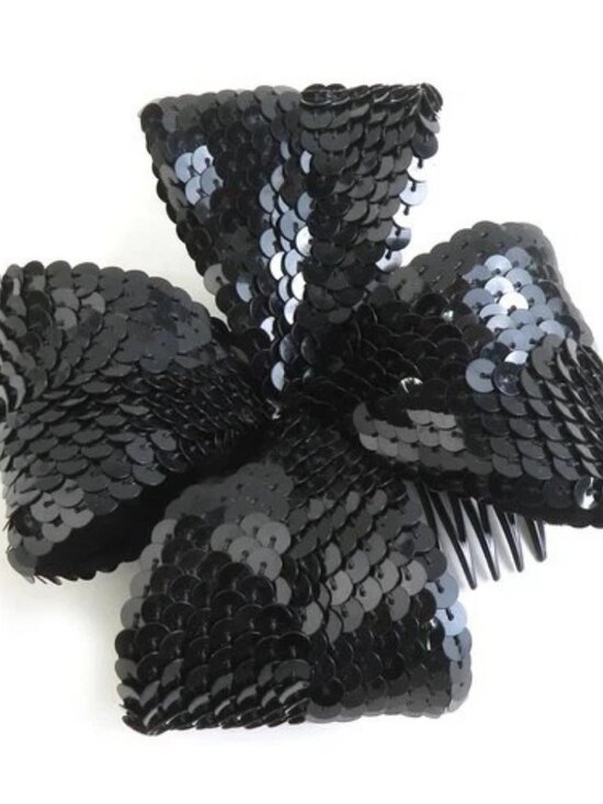 Auth CHANEL Hair Accessory Black Sequin - e61042a main image 6